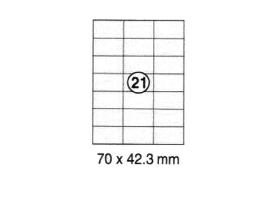 xel-lent 21 labels-sheet, straight corners, 70 x 42.3 mm, 100sheets-pack