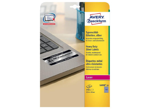 Avery L6008-20, 25 x 10mm, Heavy Duty Laser Labels (Pack of 3780 Labels) - Altimus