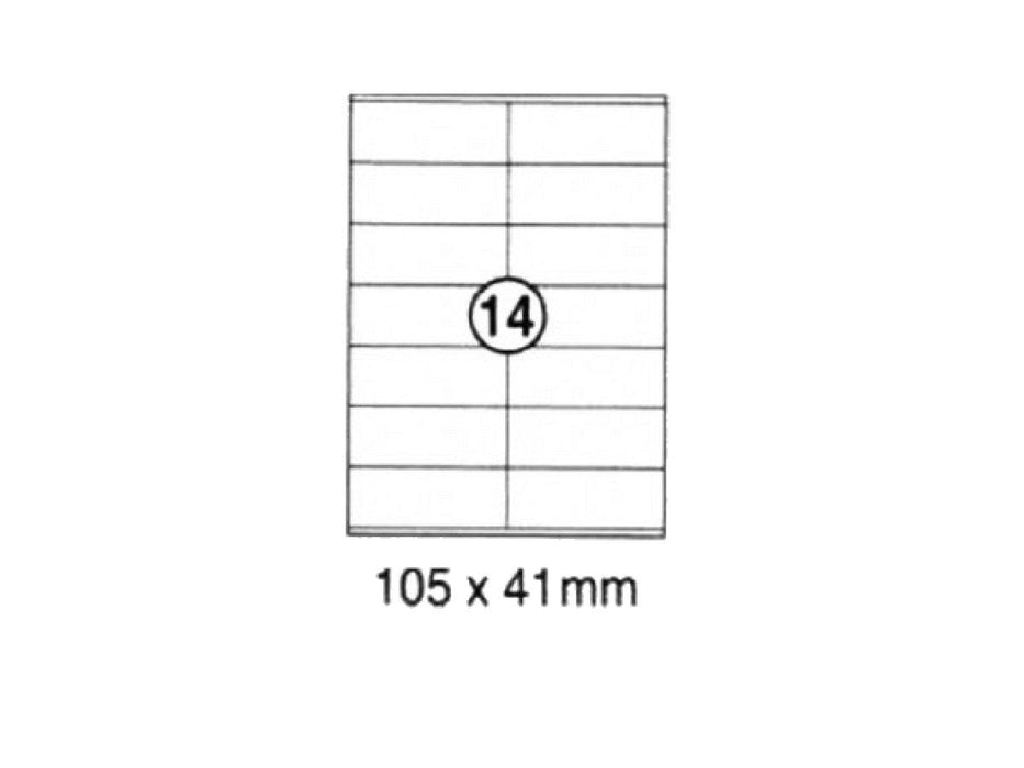 xel-lent 14 labels-sheet, straight corners, 105 x 41 mm, 100 sheets-pack