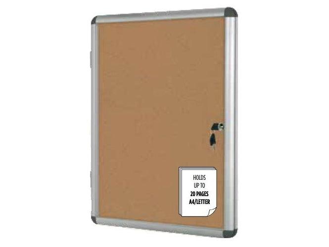 Lockable Cork Notice Board, 72cm x 98cm Indoor Cork with Doors - Altimus