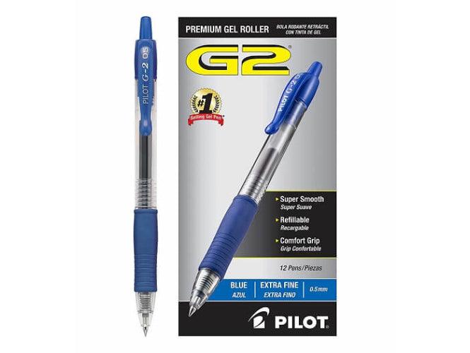 Pilot G2 Retractable Gel Roller Ball Pen, 0.5mm, Extra Fine Point, Blue (Pack of 12) - Altimus
