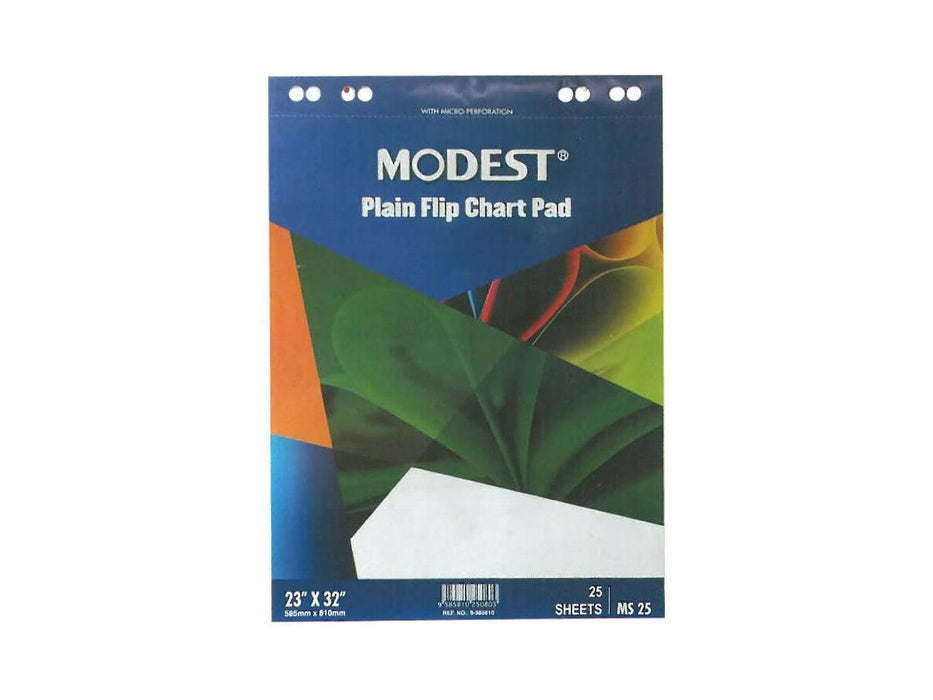 Modest Flipchart Pad, Plain White, 58.5 x 81cm, 25 Sheets