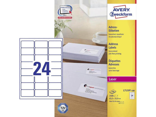 Avery L-7159 White Address Labels, 100 sheets/pack (63.5 x 33.9mm) - Altimus