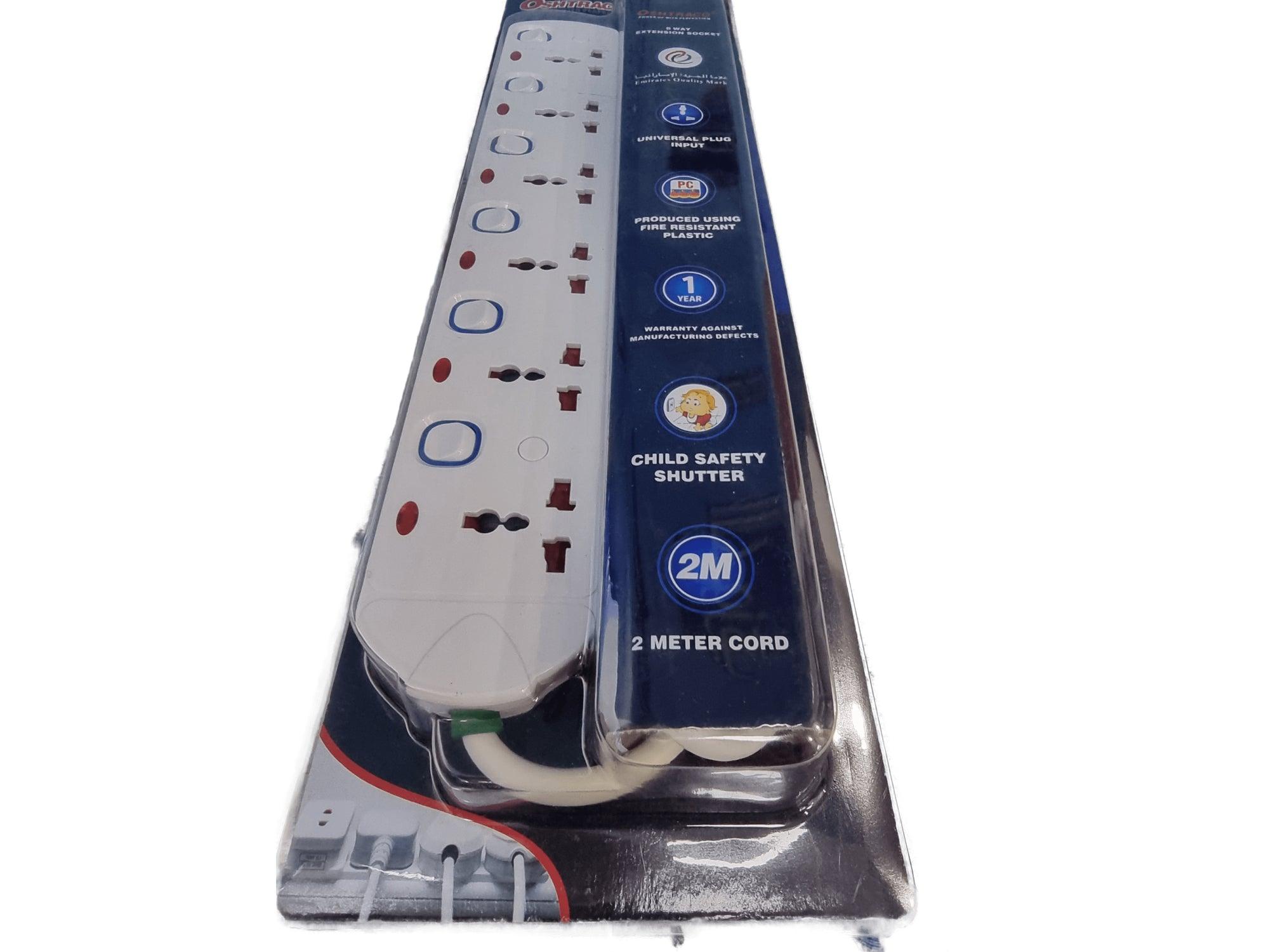 Oshtraco 6 Way Universal Extension, 2 Meter - White (OTCW606S-2M) - Altimus