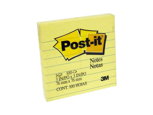 3M Post-It Notes Lined Canary Yellow 630-SS 3inx3in - Altimus