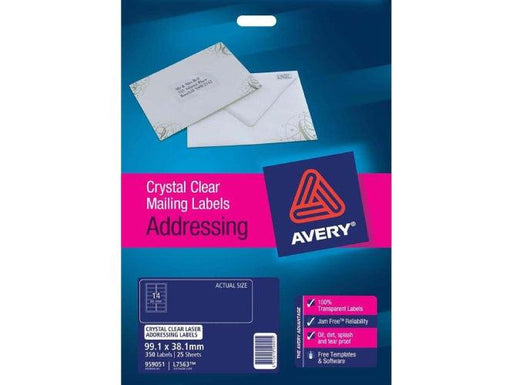 Avery Crystal Clear Address Labels, L7563, 350 Labels-Pack, 99.1 x 38.1 mm - Altimus
