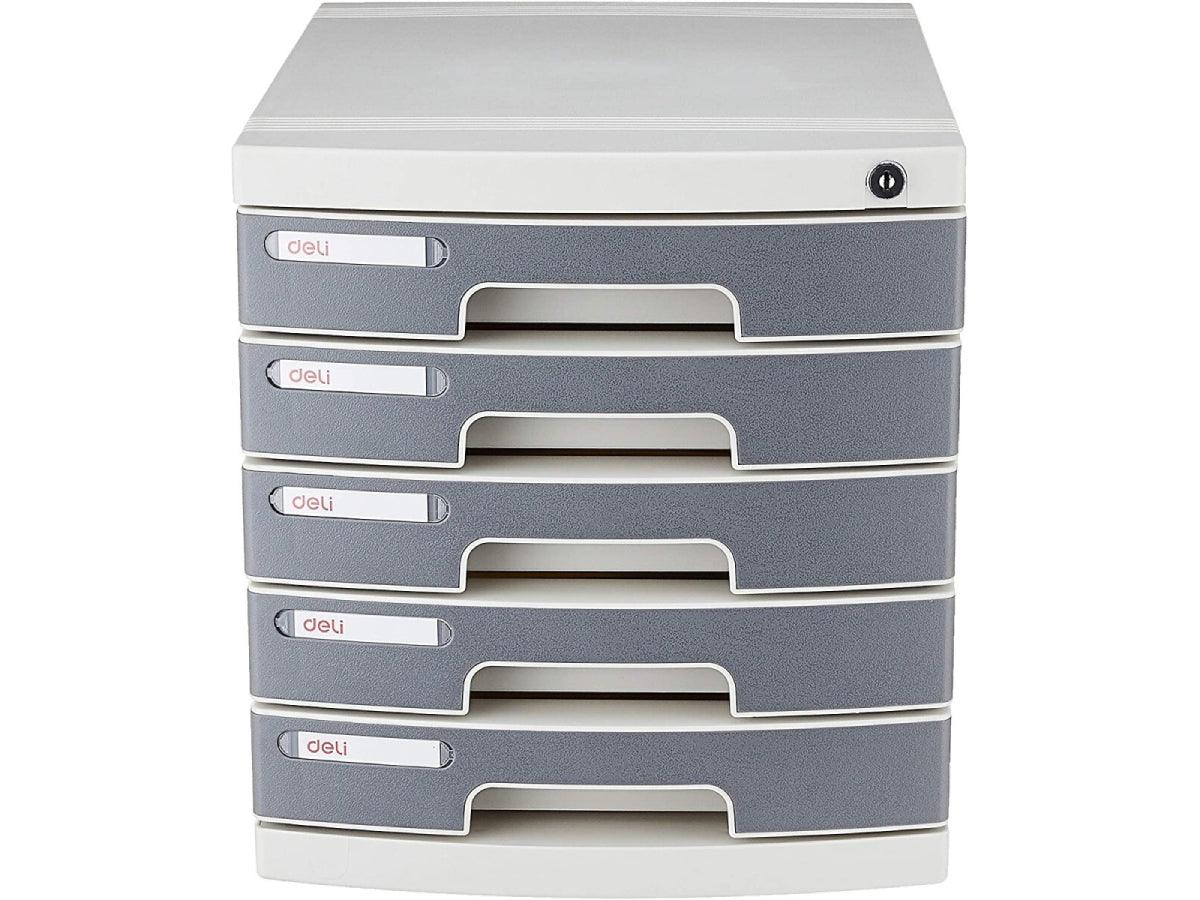 DELI E8855, 5 Drawer Plastic Cabinet with Lock - Grey - Altimus