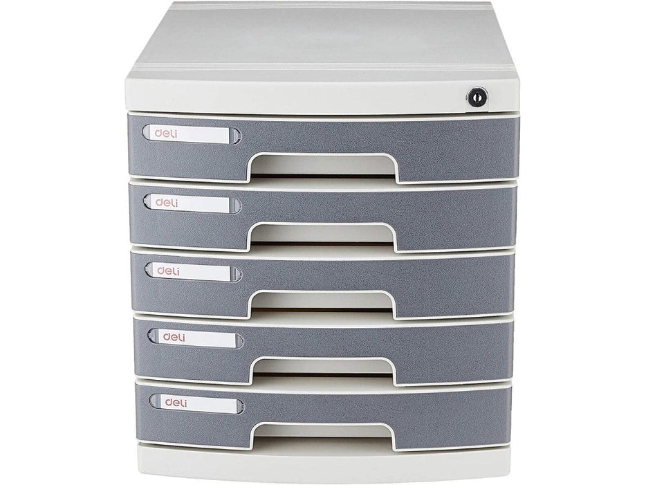 DELI E8855, 5 Drawer Plastic Cabinet with Lock - Grey - Altimus