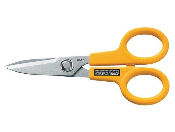 Olfa Serrated Edge Stainless Steel Scissors, Silver and Yellow [OL-SCS-1]