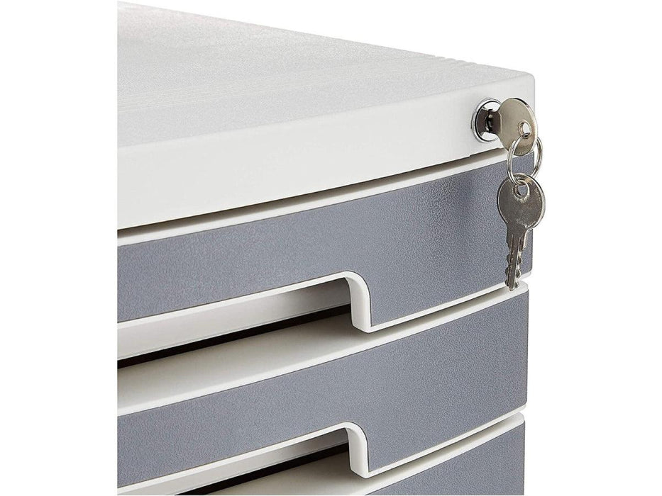 DELI E8855, 5 Drawer Plastic Cabinet with Lock - Grey - Altimus