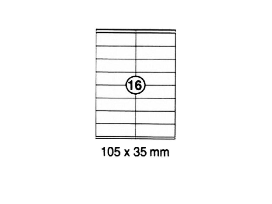 xel-lent 16 labels-sheet, straight corners, 105 x 35 mm, 100sheets-pack