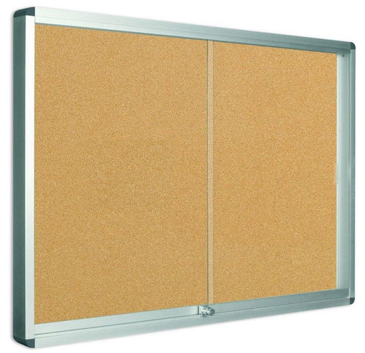 Bi-Office Lockable Cork Notice Board, 706 x 967 mm, Sliding Doors - Altimus