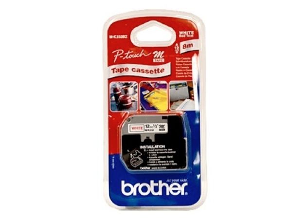 Brother P-touch 12mm MK-232 Tape, Red on White