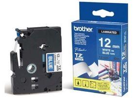 Brother P-touch 12mm TZ-535 Laminated Tape, 8 m, White on Blue