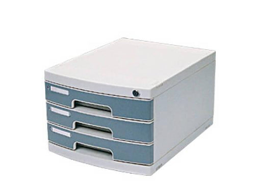 DELI 3 Drawer Plastic Cabinet with Lock in Front Grey - Altimus