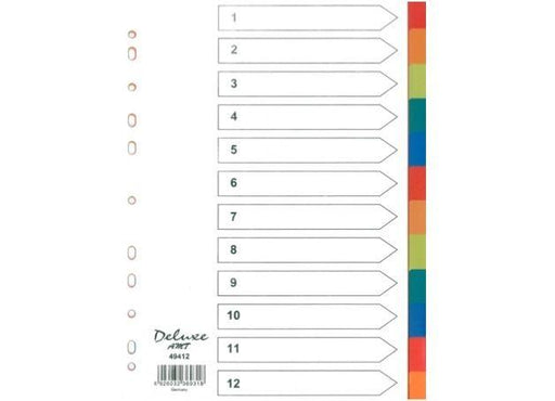 Deluxe Divider Plastic Colored A4 12 Tabs - Altimus