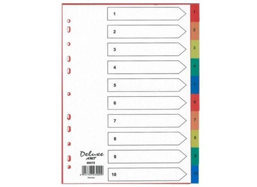 Deluxe Divider Plastic Colored A4 with numbers 1-10 - Altimus