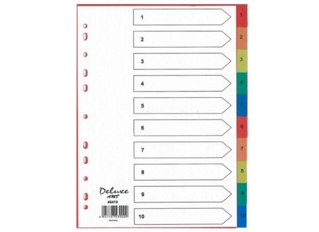Deluxe Divider Plastic Colored A4 with numbers 1-10