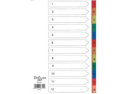 Deluxe Divider Plastic Colored A4 with numbers 1-12 - Altimus