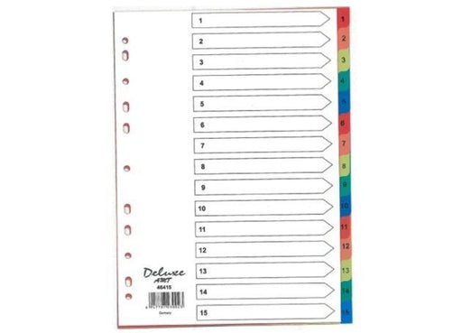 Deluxe Divider Plastic Colored A4 with numbers 1-15 - Altimus
