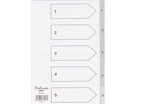 Deluxe Divider Plastic PVC Grey A4 with numbers 1- 5 - Altimus
