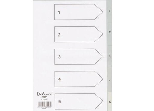 Deluxe Divider Plastic PVC Grey A4 with numbers 1- 5 - Altimus