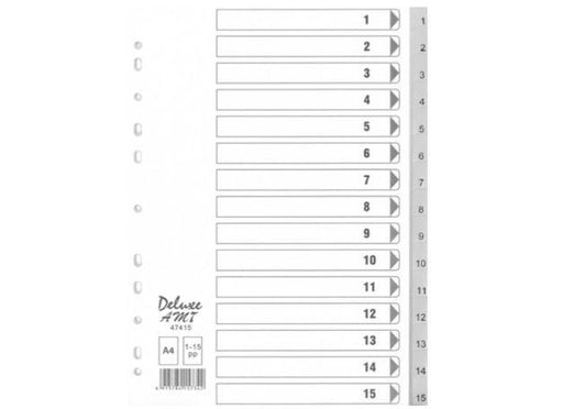 Deluxe Divider Plastic PVC Grey A4 with numbers 1-15 - Altimus