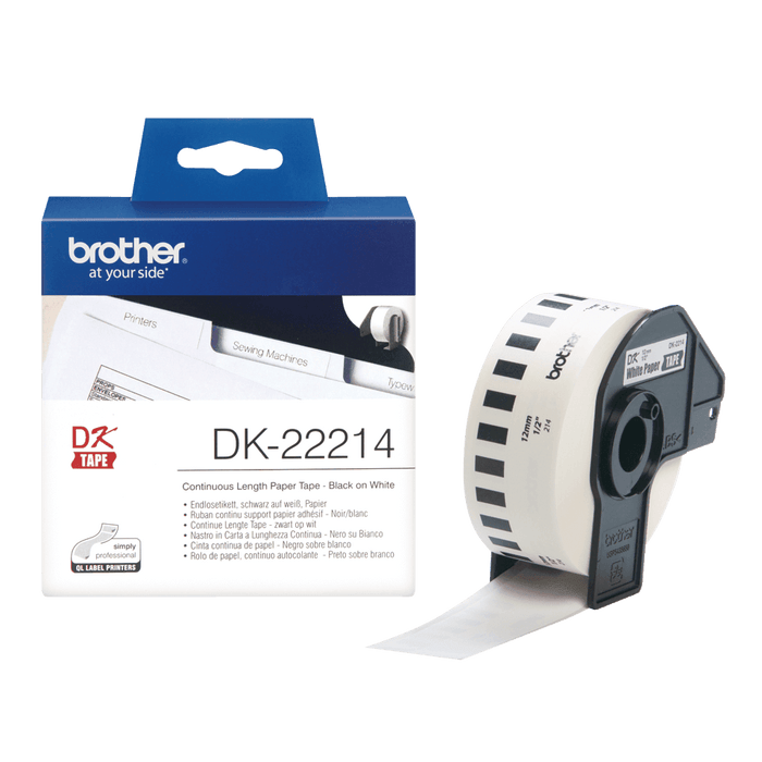 Brother DK-22214 Continuous Length Paper Tape, 12mm x 30.48m - Altimus