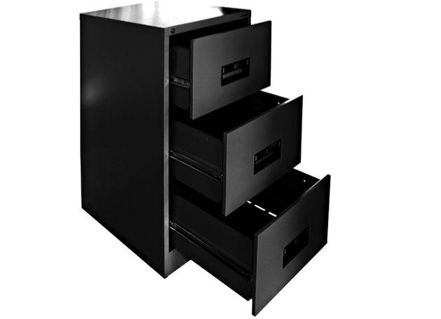 Hadid 3 Drawers Metal Filing Cabinet, Black