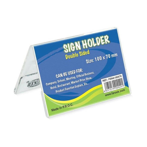 Acrylic Sign Holder A-Shape, Double Sided, 100x70mm (FSNA100x70) - Altimus