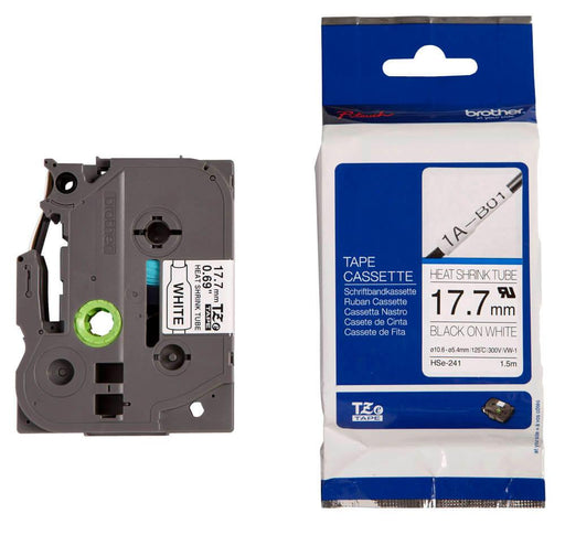 Brother P-touch 17.7mm HSe-241 Heat Shrink Tube, 1.5m, Black on White - Altimus