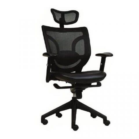 Mesh High Back Chair, Mesh Back and Upholstered Seat - Black - Altimus