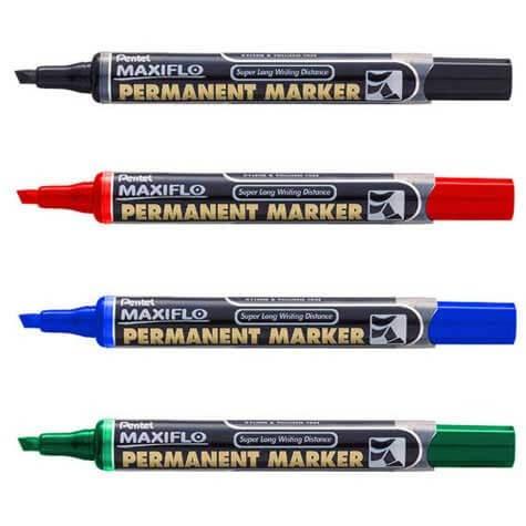 Pentel NLF60 Maxiflo Chisel Tip Permanent Marker, Assorted (Pack of 4) - Altimus