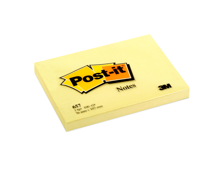 3M Post-It Notes Canary Yellow 657 3inx4in