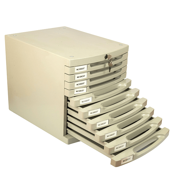 Modest 10 Drawer Cabinet, With Front Lock, Grey Color (MS2910) - Altimus