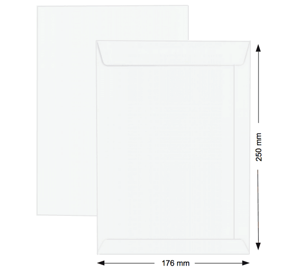 Hispapel White Envelope 176 x 250mm, 10" x 7" 100gsm 250pcs-box - Altimus